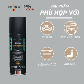 Xịt khử mùi điều hòa, nội thất ô tô hương chanh Senfineco 9980 AirCon Fresh And Clean dung tích 200ml - Mvn Auto