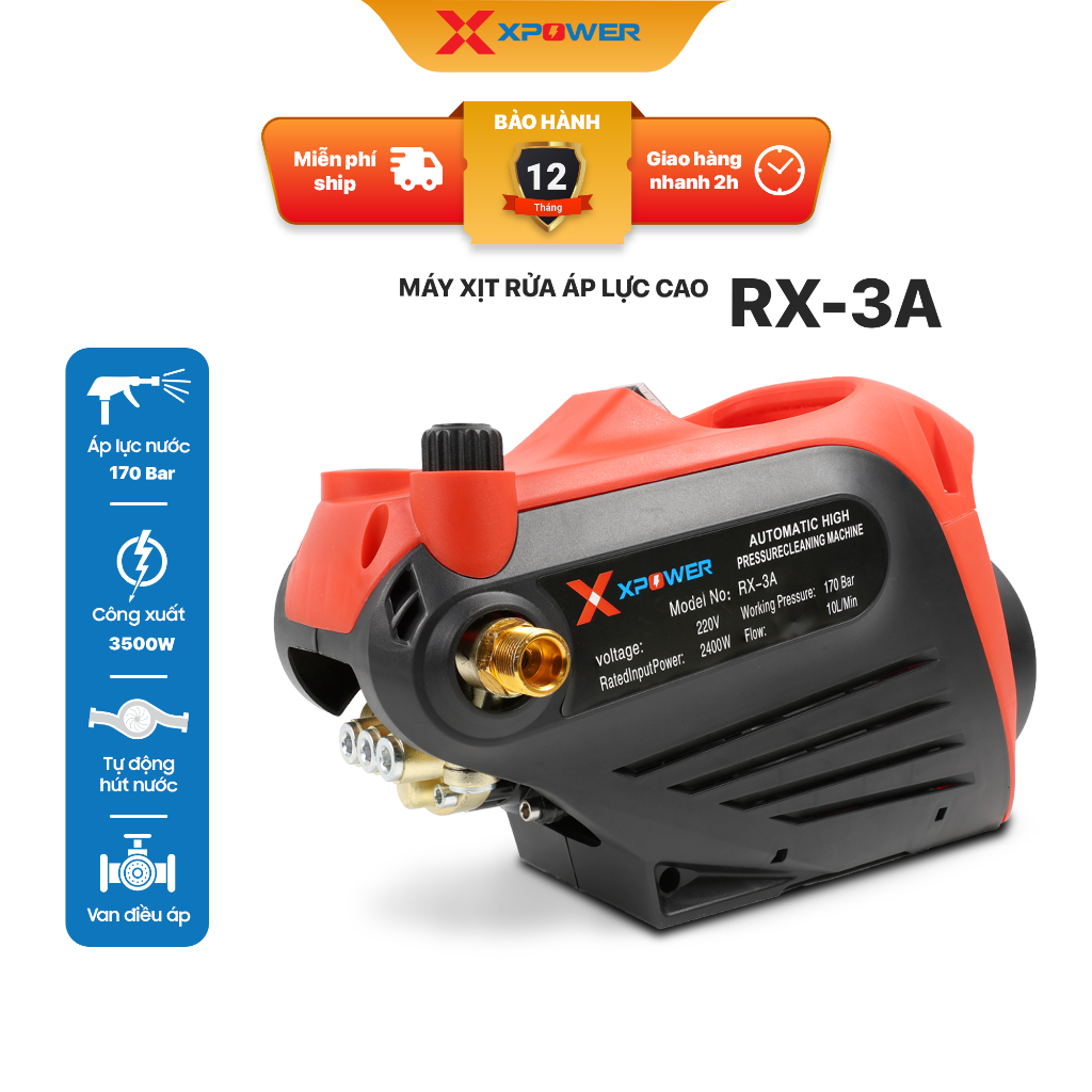 Máy rửa xe WUKONG WK 03 Lõi Đồng, Xpower RX-3A Có chỉnh áp, Có Chống Giật An Toàn, Vệ Sinh Máy Lạnh