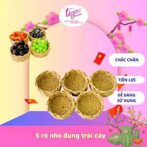 5 rổ đựng nho, cherry đường kính 10cm, cao 5cm bằng giấy kraft Nhật se sợi thân thiện môi trường (ĐƯỢC ĐỒNG KIỂM)