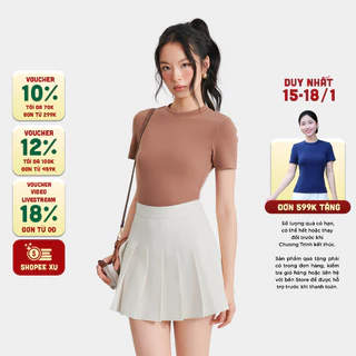 Chân váy mini tennis ngắn nữ MARC FASHION cơ bản xếp ly dáng xòe CBLT021023