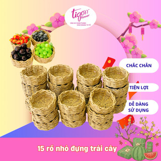 Combo 15 rổ đựng nho, cherry đường kính 10cm, cao 5cm bằng giấy kraft Nhật se sợi thân thiện môi trường
