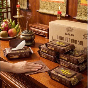 Khăn Ướt Bao Sái Ban Thờ Hương Trầm Quế Thơm Nhẹ Sạch Sẽ, Trang Nghiêm,Tiện Dụng