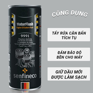 Súc rửa động cơ tẩy cặn bẩn làm sạch khoang nhớt ô tô SENFINECO 9991 Motor Flush Engine Flush dung tích 443ml
