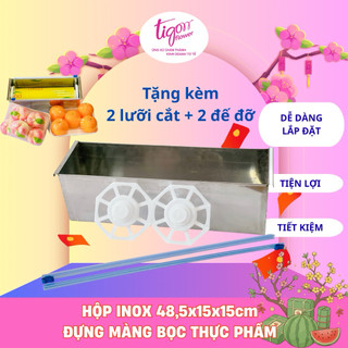 HỘP INOX (48,5x15x15cm) ĐỰNG MÀNG BỌC THỰC PHẨM DÙNG CHO LÕI DÀI 46,5CM (Ko kèm màng bọc) (ĐƯỢC ĐỒNG KIỂM)