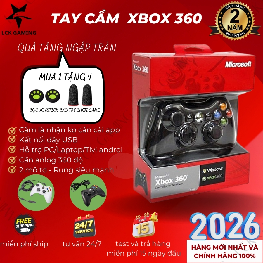 [BH 24 tháng] Tay cầm Chơi Game Microsoft Xbox 360 Full box Có Rung ...