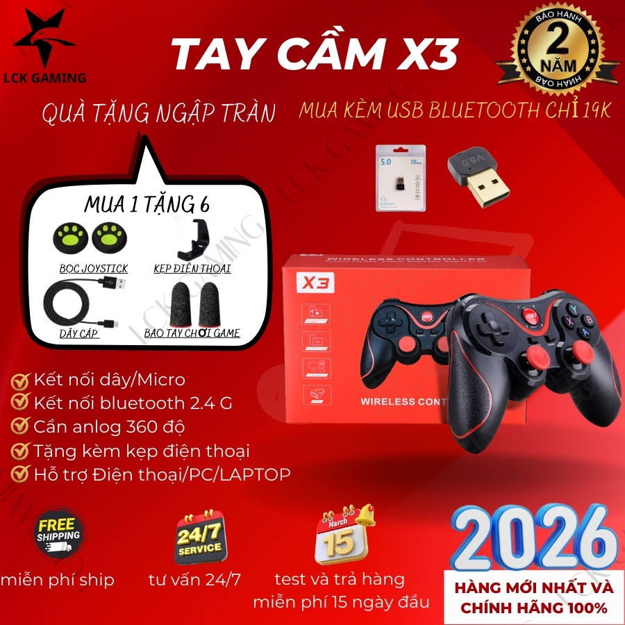[BH 24 tháng]Tay cầm bluetooth chơi game gamepad Terios T3 / X3/X7/C8S ShootingPlus V3 chơi PUBG/ Liên Quân