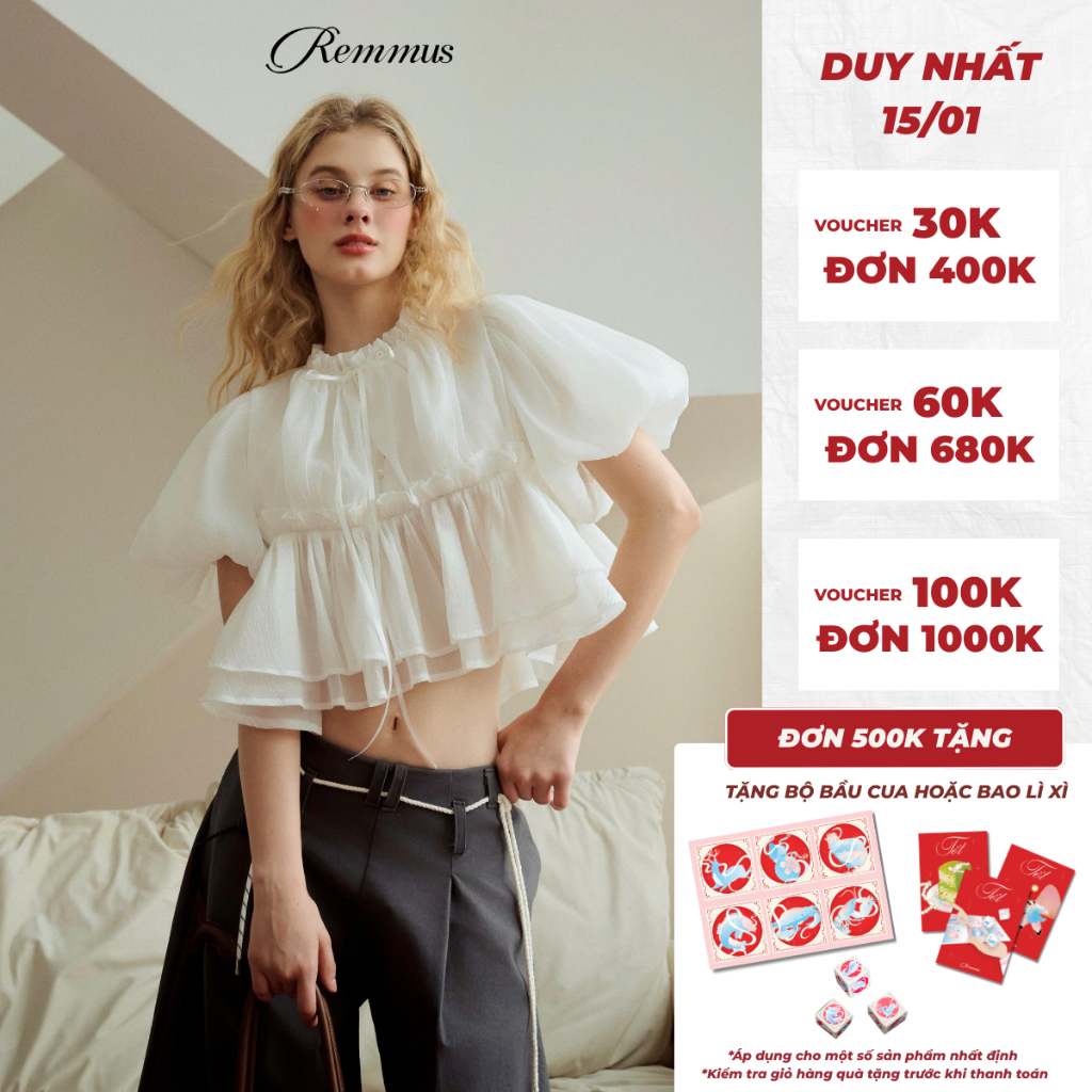 Icy Top - Remmus | Áo thiết kế babydoll tay bồng cho nữ