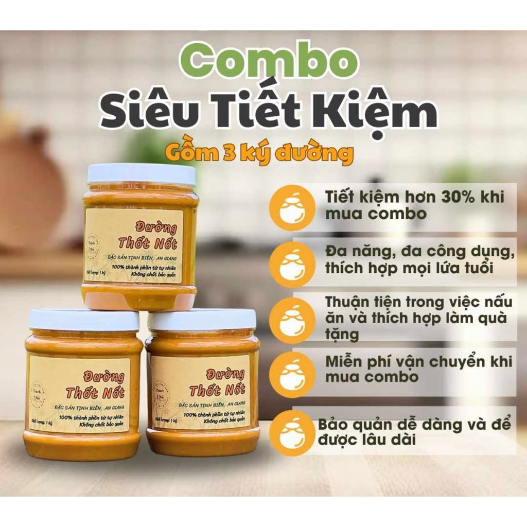 Đường Thốt Nốt Nguyên Chất – Combo 3kg Dẻo Mềm, Đặc Sản An Giang
