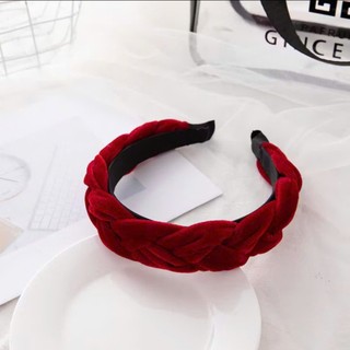 Băng đô cài tóc vải nhung đỏ mịn sang trọng cho bạn nữ