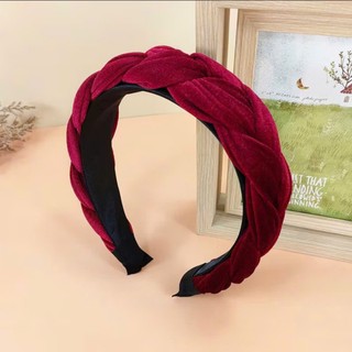 Băng đô cài tóc vải nhung đỏ mịn sang trọng cho bạn nữ
