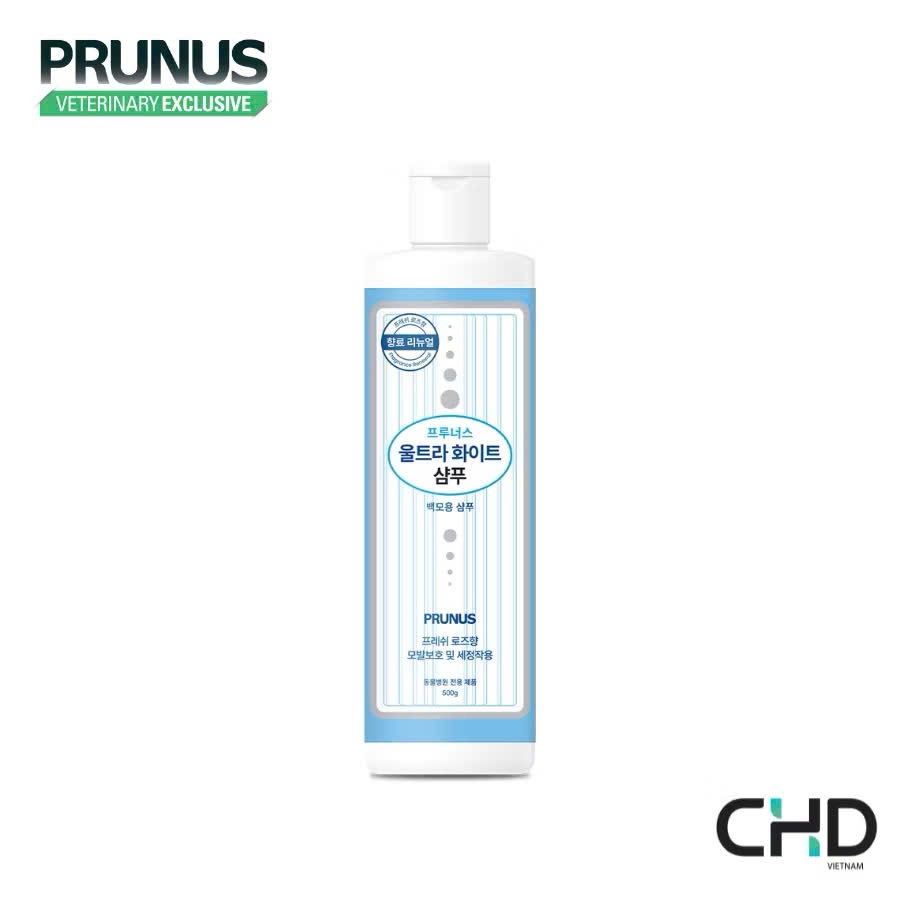 [ MẪU MỚI ] Sữa tắm siêu trắng lông cho chó mèo lông trắng Prunus Ultra White Shampoo 500g