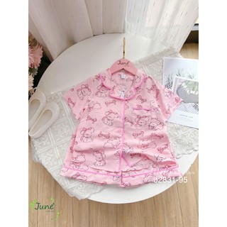 Bộ Pijama/Đồ Ngủ Mặc Nhà Bé Gái Đũi Hàn J2831– Đồ Ngủ Mùa Hè Cho Bé 1–10 Tuổi, Mềm Mát Thoáng Khí