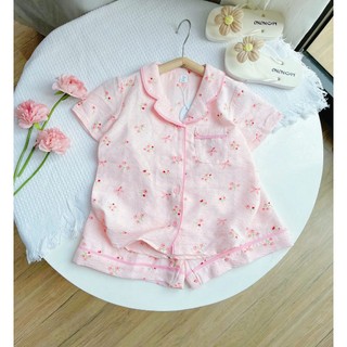 Bộ Pijama/Đồ Ngủ Mặc Nhà Bé Gái Đũi Hàn J2831– Đồ Ngủ Mùa Hè Cho Bé 1–10 Tuổi, Mềm Mát Thoáng Khí