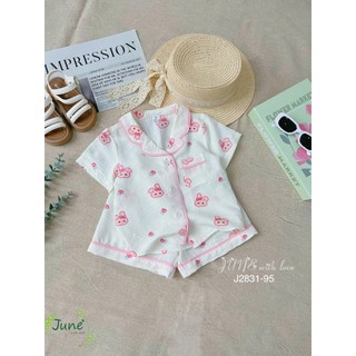 Bộ Pijama/Đồ Ngủ Mặc Nhà Bé Gái Đũi Hàn J2831– Đồ Ngủ Mùa Hè Cho Bé 1–10 Tuổi, Mềm Mát Thoáng Khí