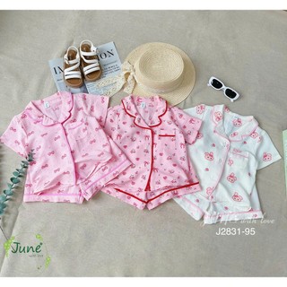 Bộ Pijama/Đồ Ngủ Mặc Nhà Bé Gái Đũi Hàn J2831– Đồ Ngủ Mùa Hè Cho Bé 1–10 Tuổi, Mềm Mát Thoáng Khí
