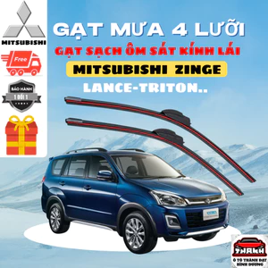 Gạt Mưa Ô Tô MITSUBISHI ZINGER, PAJERO, XPANDER, OUTLANDER, ATTRAGE...Silicon 4 Lưỡi Gạt Sạch Êm.4L