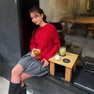 Áo len nữ cổ tròn dệt vặn thừng SONNA HI - form relaxed, mềm mịn - ROUND NECK WOVEN KNIT
