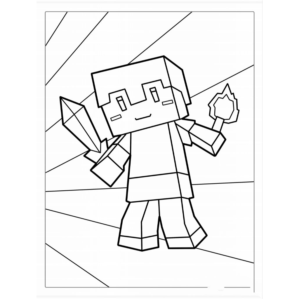 Tranh tô màu Minecraft (Mực và giấy chính hãng - an toàn cho bé)