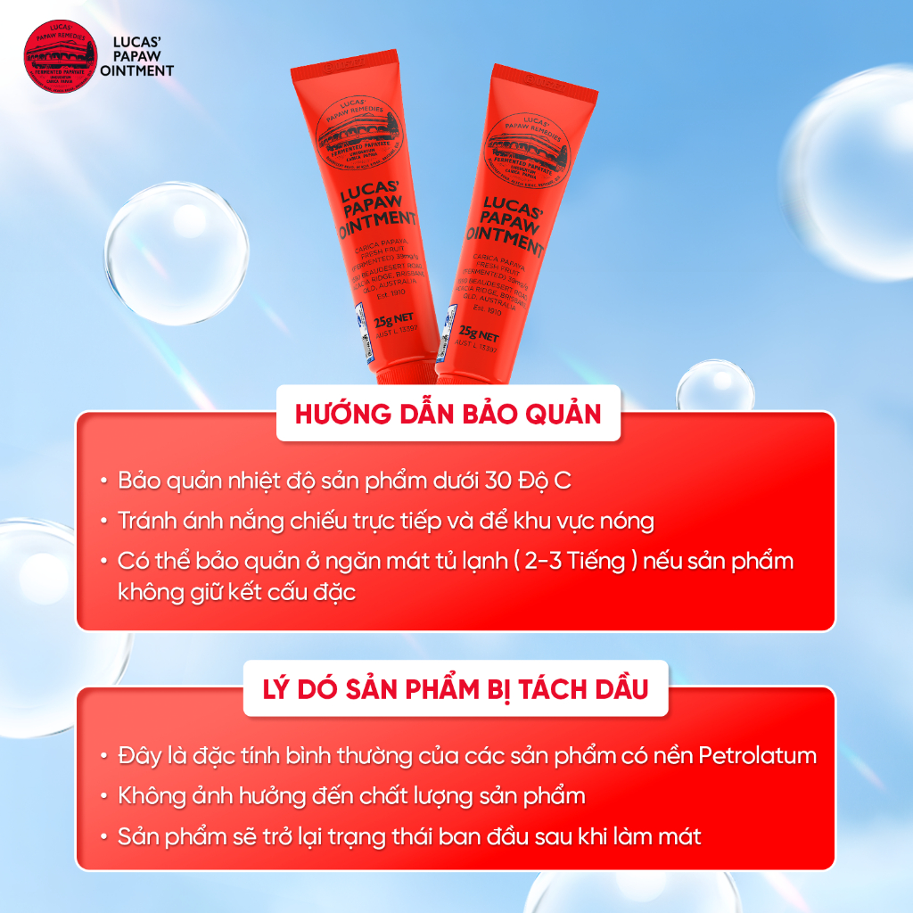 【Bán Chạy】Son Dưỡng Đu Đủ Lucas Papaw Úc 115 Năm - Dưỡng Môi Mềm Mịn, Giảm Khô Nứt Môi & Gót Tay Chân