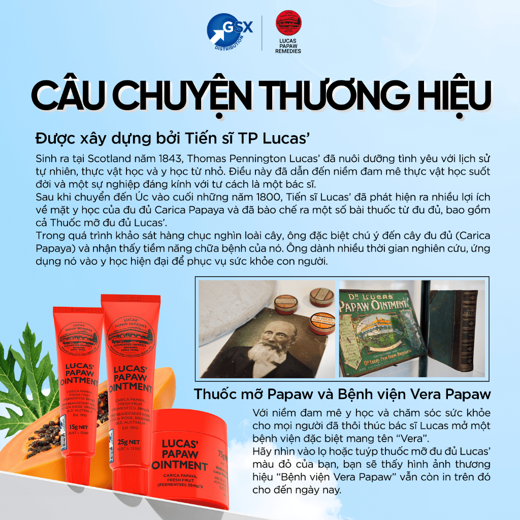 【Bán Chạy】Son Dưỡng Đu Đủ Lucas Papaw Úc 115 Năm - Dưỡng Môi Mềm Mịn, Giảm Khô Nứt Môi & Gót Tay Chân