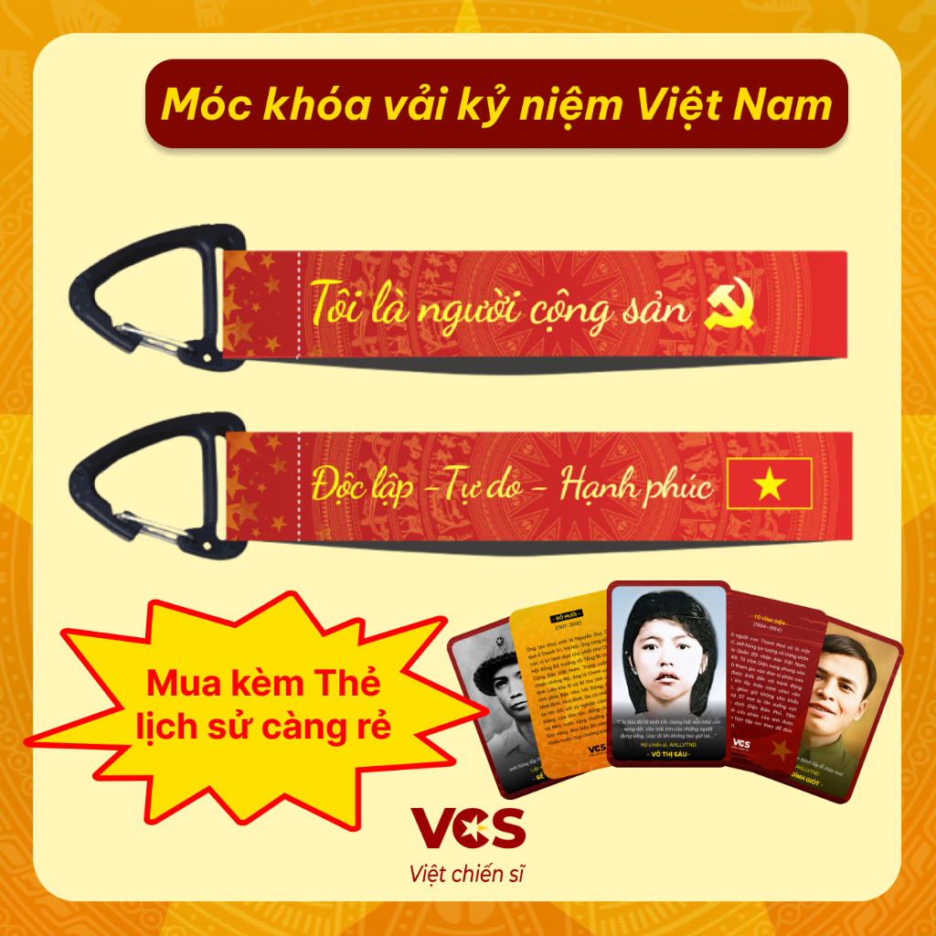 [Quà tặng ý nghĩa] Móc khóa dây vải Việt Nam, móc khoá yêu nước, Độc lập tự do hạnh phúc,