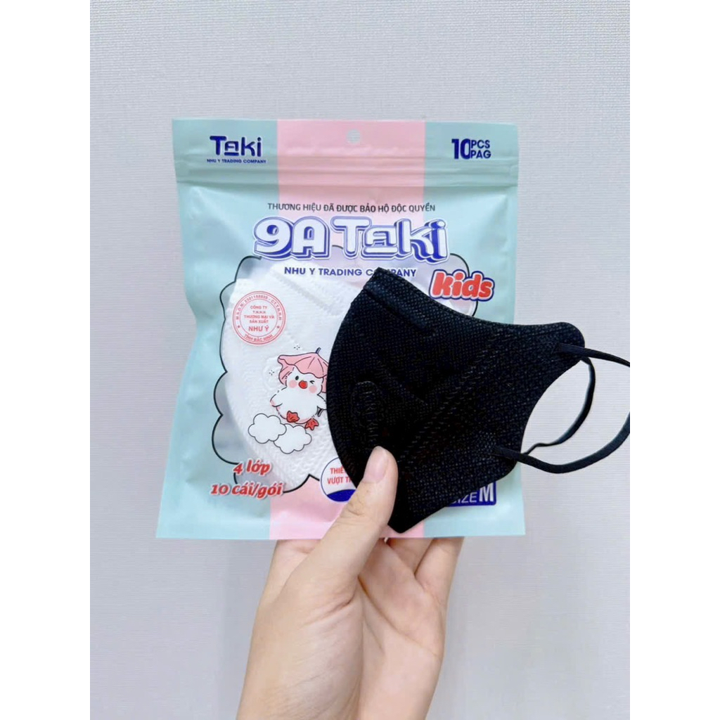 Thùng 100c Khẩu Trang 9A Taki Cho Bé - Size từ 1-12 Tuổi ,4 lớp chống nắng, chống tia UV, che phủ toàn mặt cho bé