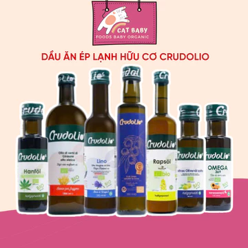 Dầu Ăn Hữu Cơ Ép Lạnh Nguyên Chất CRUDOLIO, Dầu Olive, Dầu Omega 3-6-9, Dầu Hạt Cải - Nhập Khẩu Ý - CAT.BABY