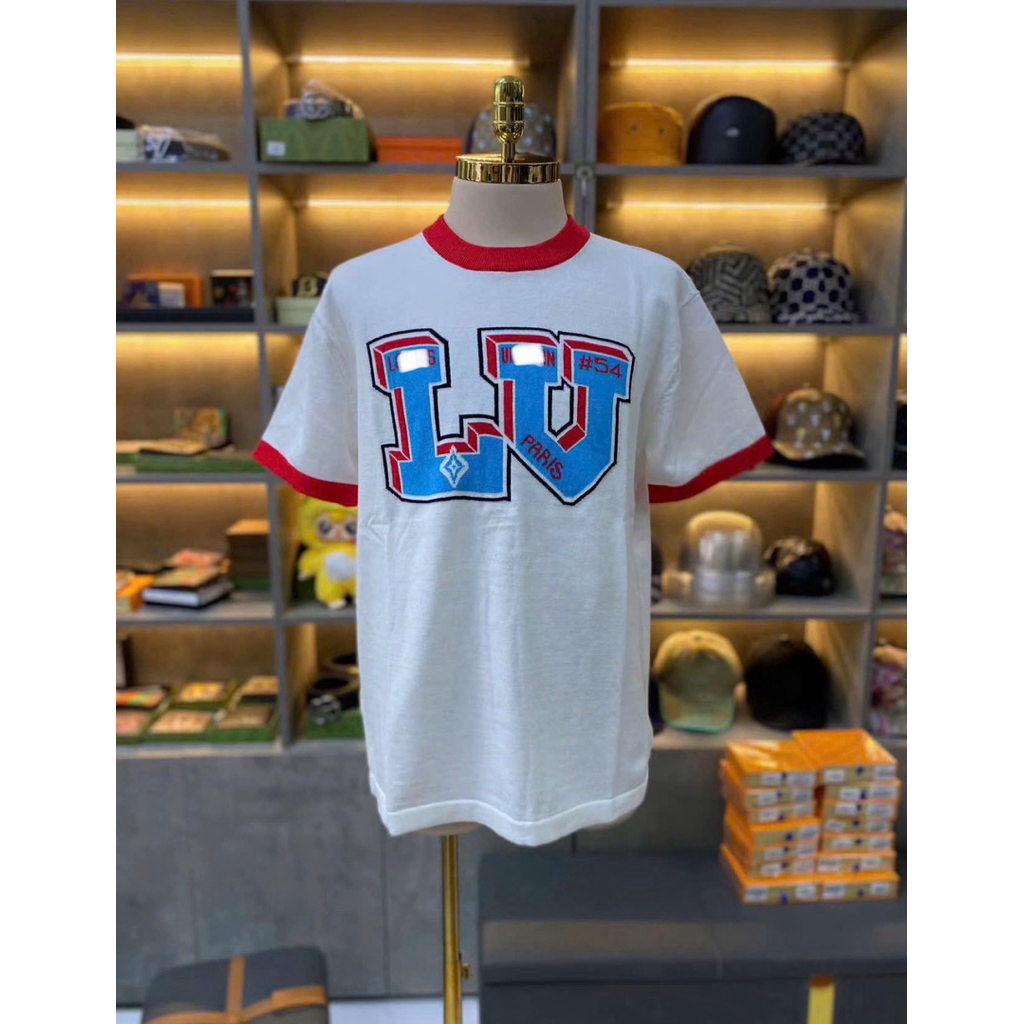 ⚡️[Hight Quality] Áo Phông Len Cổ Tròn Nam Nữ \/ Ready To Wear - Điểm Nhấn Cổ Tay Đỏ Trắng Cao Cấp Loại 1