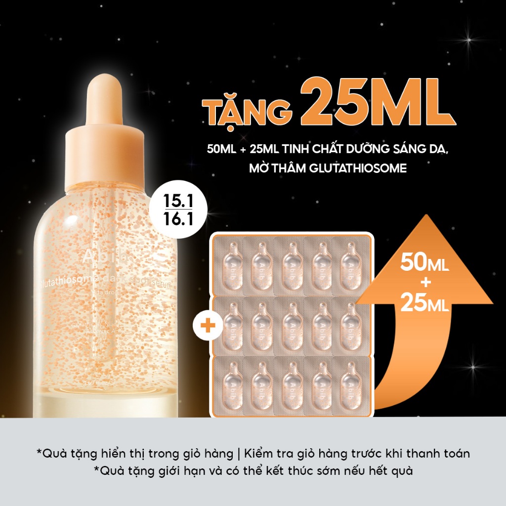 [50ML + TẶNG 25ML] Tinh chất dưỡng sáng da, mờ thâm Abib Glutathiosome dark spot serum Vita drop 50ml