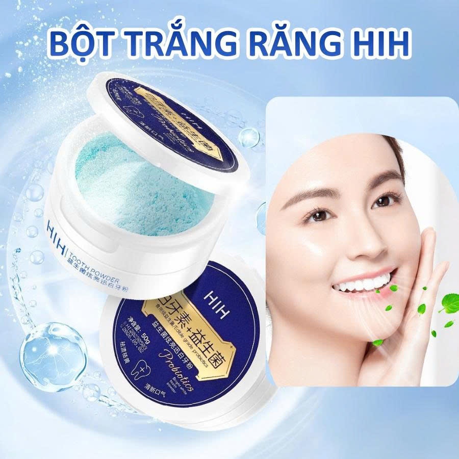 Bột Trắng Răng HIH Brightening Khử Mùi Hôi Miệng Giảm Viêm Hỗ Trợ Trắng Răng Sau 3 Tuần 50g
