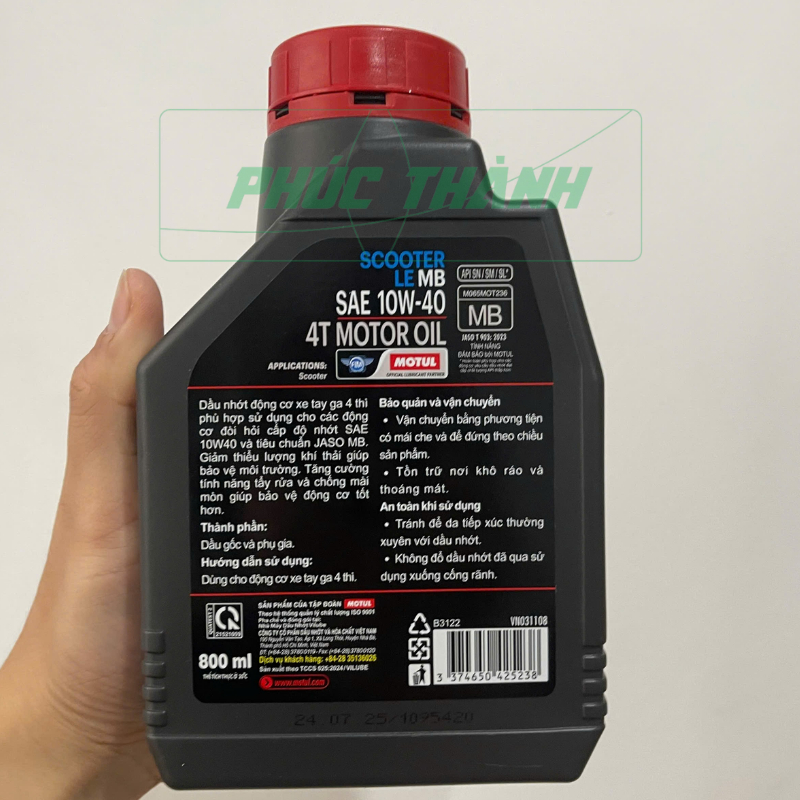 Dầu Nhớt Xe Tay Ga MOTUL SCOOTER LE 4T 10W40 800ml/1L - Chính Hãng