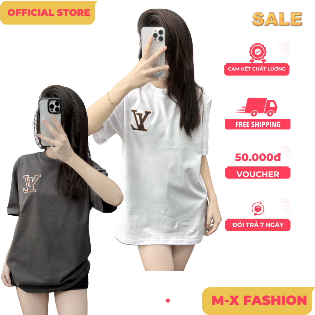 ÁO thun nam QC M04 cổ tròn họa tiết thêu tay ngắn phong cách trẻ trung chuẩn from