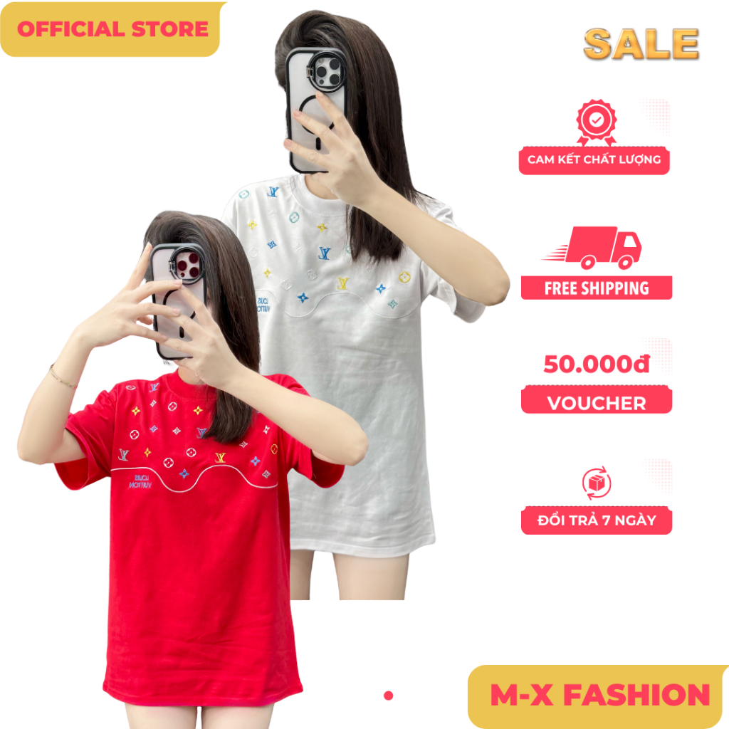 ÁO thun nam QC M08 cổ tròn họa tiết thêu tay ngắn phong cách trẻ trung chuẩn from