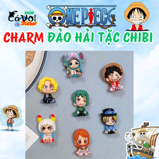 Set charm gắn dép: Charm OnePie Đảo hải tặc phong cách chibi, Monkey D. Luffy, Zoro, Sanji, Nami, Robin, Chopper, Sabo)