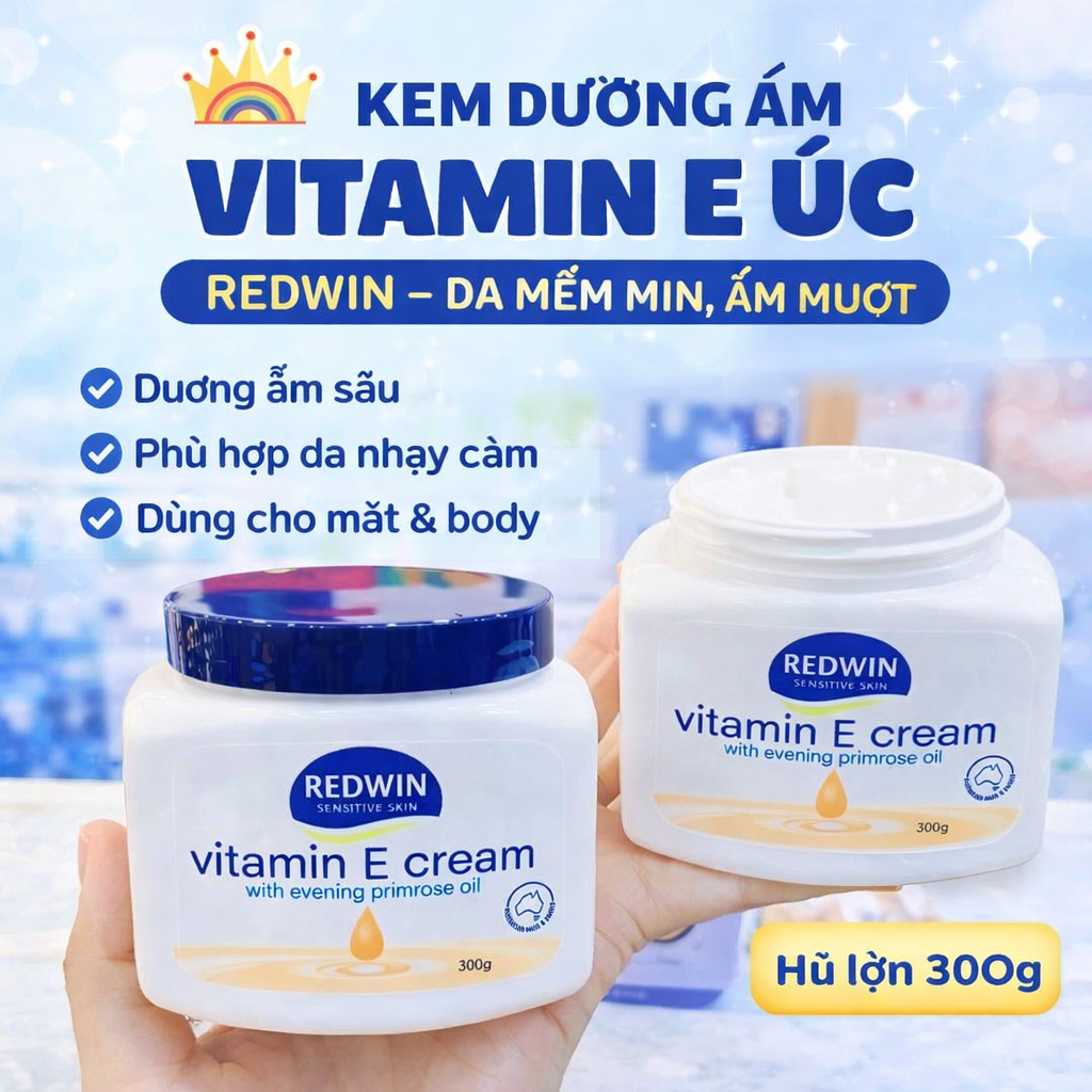 Kem Bôi Tiêu Chuẩn - Kem Dưỡng Ẩm Redwin Vitamin E Cream 300G Úc