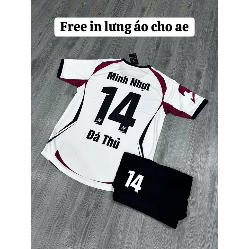 Bộ quần áo bóng đá NaSu trắng in tên số theo yêu cầu-Áo bóng đá,đồ đá banh chất liệu thun, mè