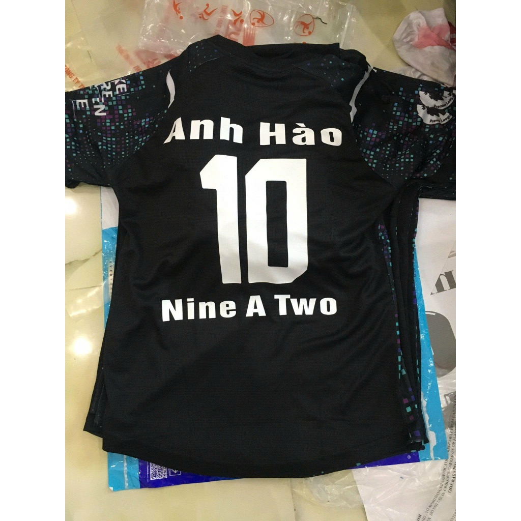 Bộ quần áo bóng đá Raider đen in tên số theo yêu cầu-Áo bóng đá,đồ đá banh chất liệu thun, mè