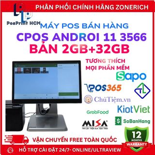 [ANDROI- 2GB+32GB] Máy POS bán hàng ANDROI 11 CPOS 3566 2GB+32GB, màn 15.6 inch, BH chính hãng 12 tháng