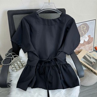 Áo Babydoll Bigsize Nữ Tay Ngắn Cổ Tim Viền Bèo Dáng Peplum Xinh Dễ Phối Đồ A315