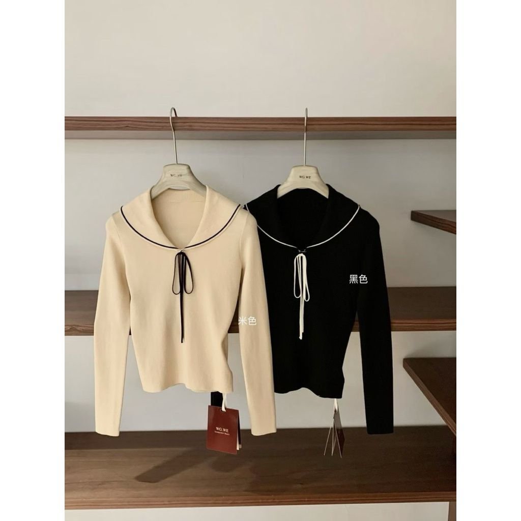𝑺𝒔𝒖.𝑺𝒕𝒖𝒅𝒊𝒐WGWE 8694 ÁO LEN DỆT KIM CỔ NƠ XIU XINH