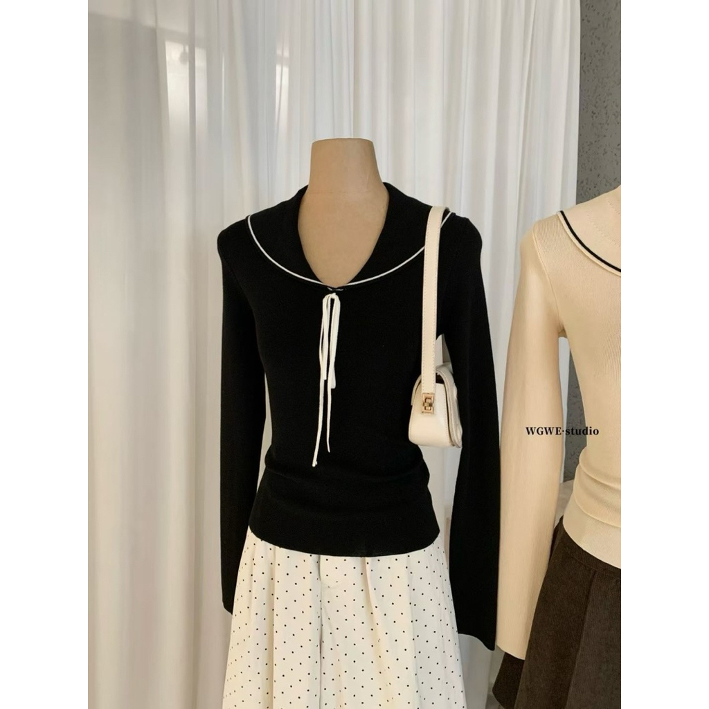 𝑺𝒔𝒖.𝑺𝒕𝒖𝒅𝒊𝒐WGWE 8694 ÁO LEN DỆT KIM CỔ NƠ XIU XINH