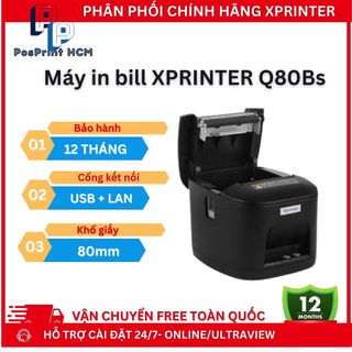 Máy in bill, hoá đơn tính tiền XPRINTER T80L kết nối USB+LAN khổ 80mm, máy in bill kết nối điện thoại, máy in livestream