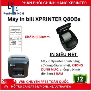 Máy in bill, hoá đơn tính tiền XPRINTER T80L kết nối USB+LAN khổ 80mm, máy in bill kết nối điện thoại, máy in livestream