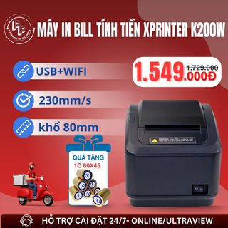 Máy in bill, hoá đơn tính tiền XPRINTER T80L kết nối USB+LAN khổ 80mm, máy in bill kết nối điện thoại, máy in livestream