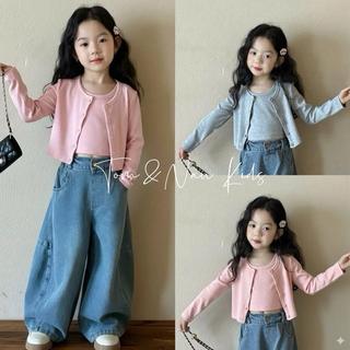 A55-[FORM ÔM] [tomnaukids] Set Áo Ba Lỗ + Áo Cardigan  cho bé gái size từ 9-36Kg