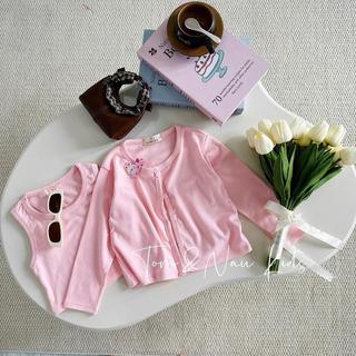 A55-[FORM ÔM] [tomnaukids] Set Áo Ba Lỗ + Áo Cardigan  cho bé gái size từ 9-36Kg