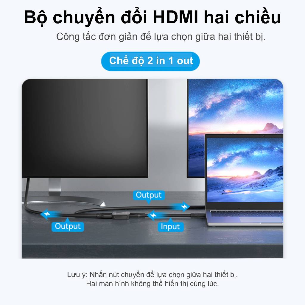 Bộ chuyển HDMI Vention Siêu Nét 6K 60hz và 4K 120Hz Hai Chiều Cho PS5 PS4 TV PC