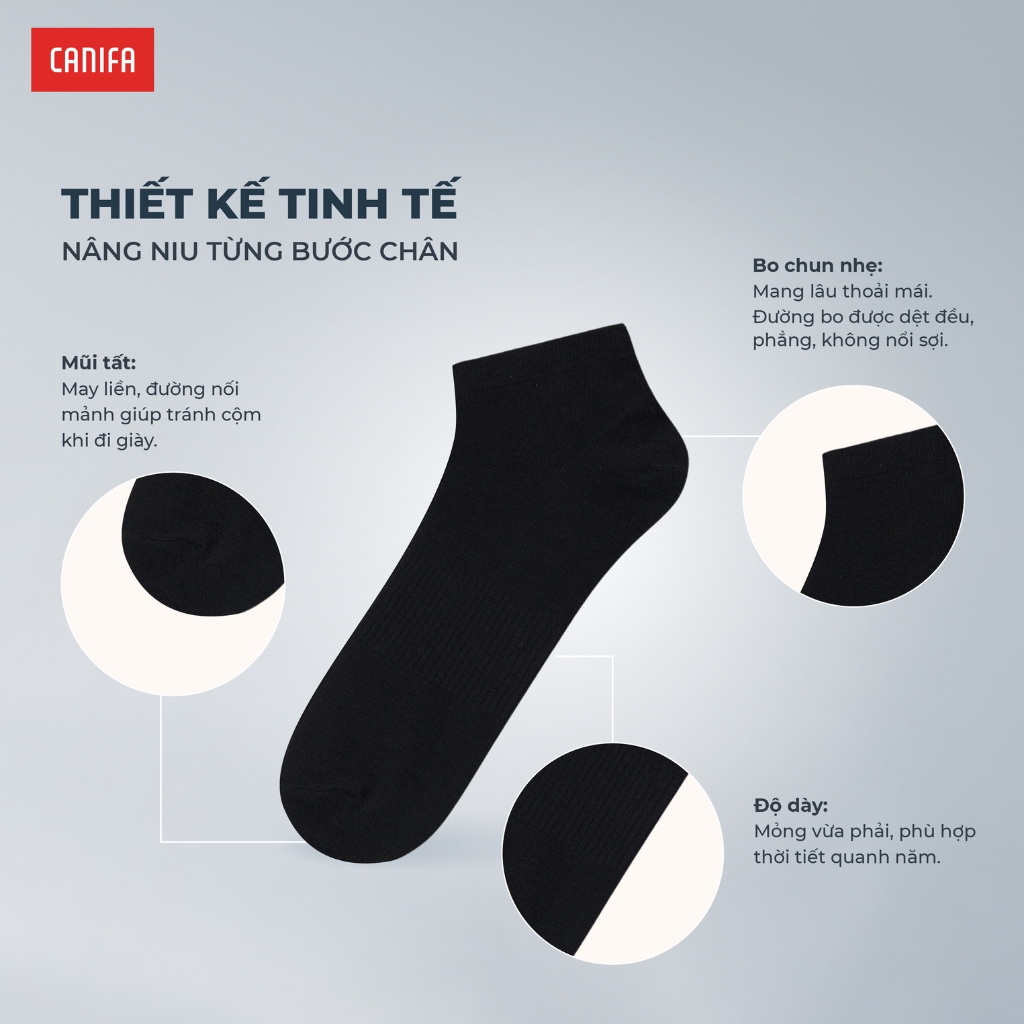 Tất nam CANIFA vớ cổ thấp cổ trung cổ cao thấm hút bám chân chống mài mòn PS25 8AX25A011