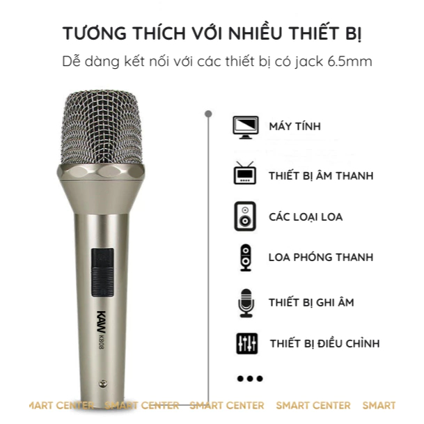 Micro Có Dây KAW K808 Hát Karaoke Cực Chuẩn, Hát Hay, Dây Dài 5M