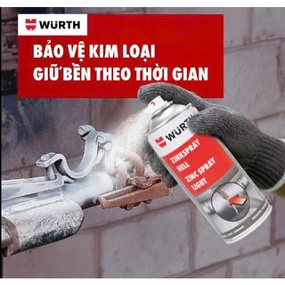 SƠN MẠ KẼM CHỐNG RỈ CHỊU NHIỆT ĐỘ CAO MÀU SÁNG WURTH ZINC SPRAY 400ML